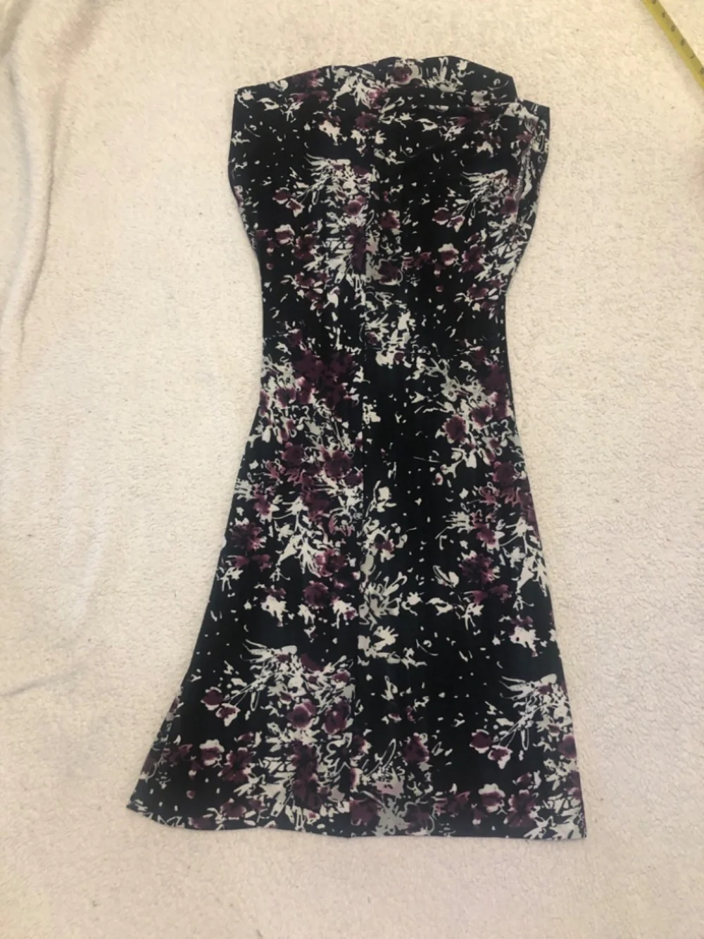 Kamali Kulture Cap Sleeve Side Draped Dress Black Abstract Size S - Picture 5 of 5